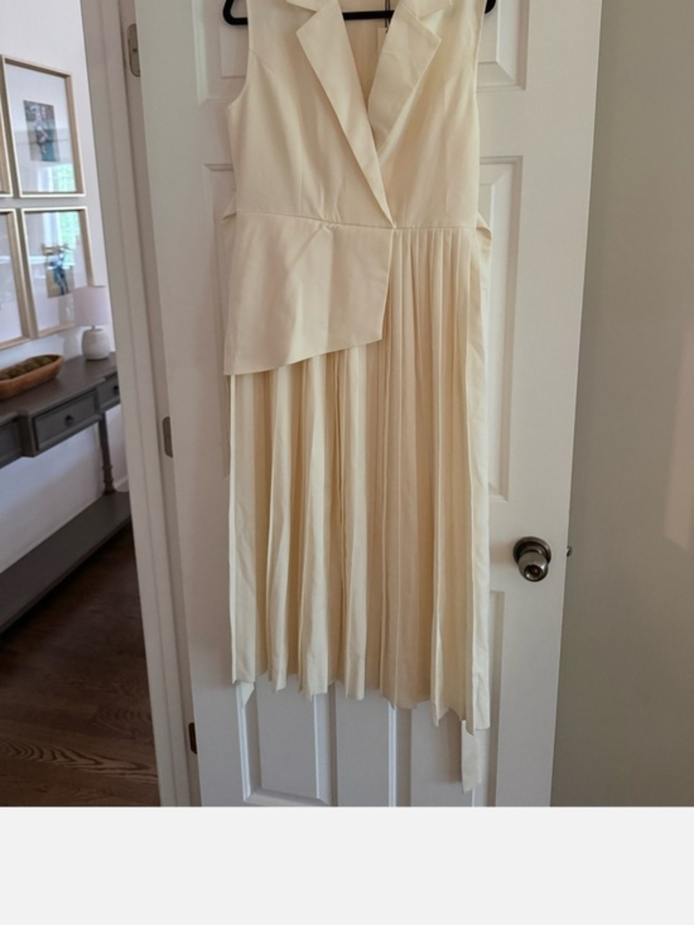 Sleeveless Cream Wrap Pleated Midi Dress - Picture 4 of 4
